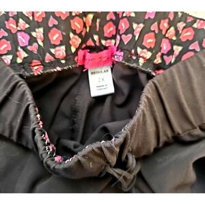 Koi by Betsey Johnson Scrub Pants 2X Black w/Pink‎ Heart Accents Style B700R EUC